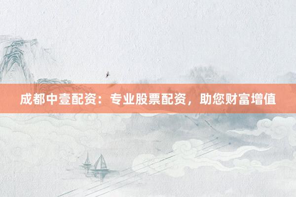 成都中壹配资：专业股票配资，助您财富增值