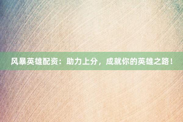 风暴英雄配资：助力上分，成就你的英雄之路！