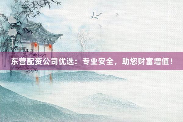 东营配资公司优选：专业安全，助您财富增值！
