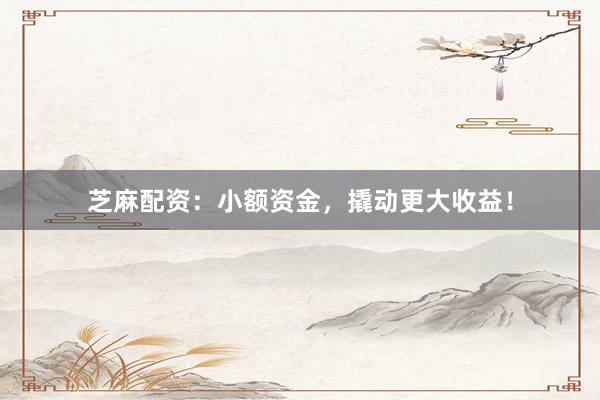 芝麻配资：小额资金，撬动更大收益！