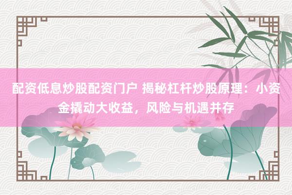 配资低息炒股配资门户 揭秘杠杆炒股原理：小资金撬动大收益，风险与机遇并存