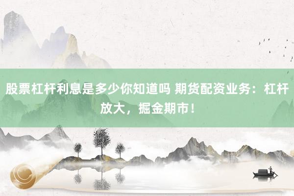 股票杠杆利息是多少你知道吗 期货配资业务：杠杆放大，掘金期市！