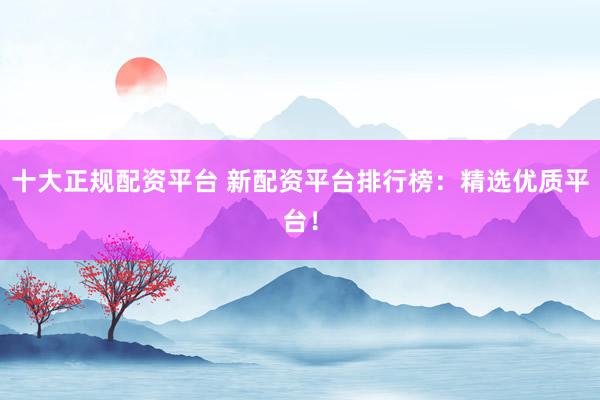 十大正规配资平台 新配资平台排行榜：精选优质平台！