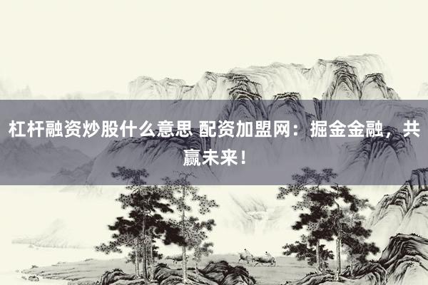 杠杆融资炒股什么意思 配资加盟网：掘金金融，共赢未来！