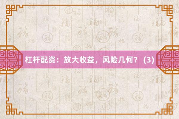 杠杆配资：放大收益，风险几何？ (3)