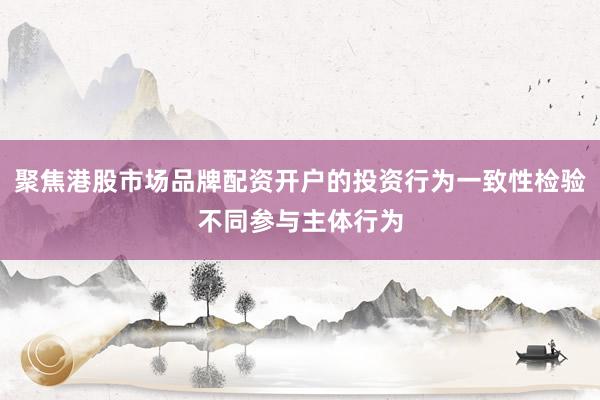 聚焦港股市场品牌配资开户的投资行为一致性检验不同参与主体行为
