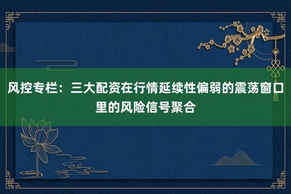 风控专栏：三大配资在行情延续性偏弱的震荡窗口里的风险信号聚合