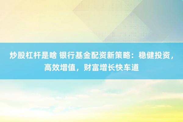 炒股杠杆是啥 银行基金配资新策略：稳健投资，高效增值，财富增长快车道