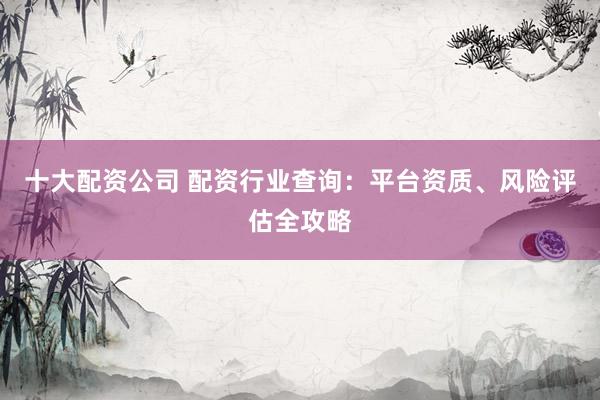 十大配资公司 配资行业查询：平台资质、风险评估全攻略